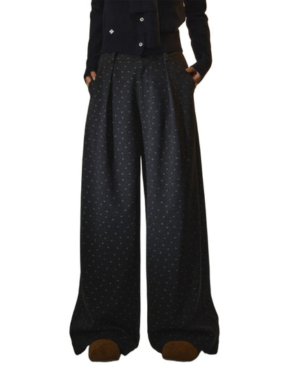Printed Bow Wool-Blend Tailored Pants