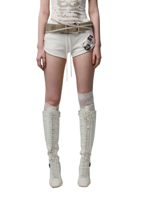 Badge-Embellished U-Trim Printed Sport Sweat Shorts