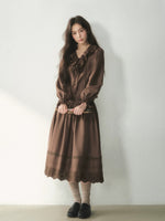 Vintage Ruffle Lace Shirt & Skirt Set