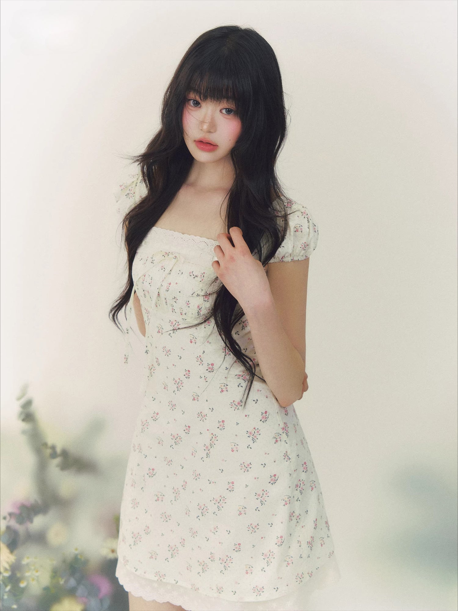 Floral Polka Waist Dress