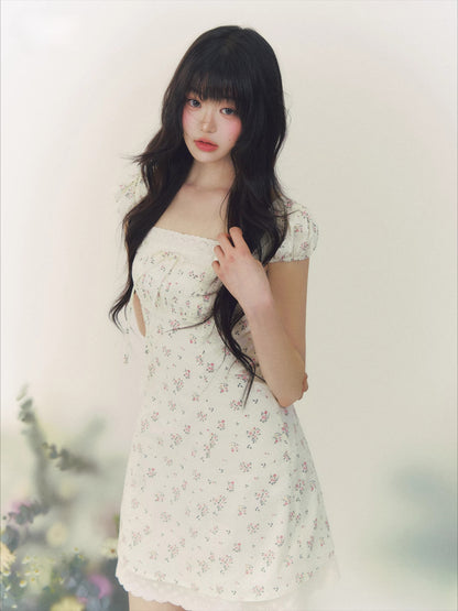 Floral Polka Waist Dress