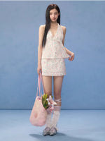 Apricot Floral A-Line Mini Skirt