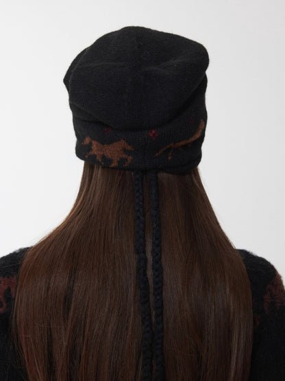 Fair Isle Pony Jacquard Knit Beanie
