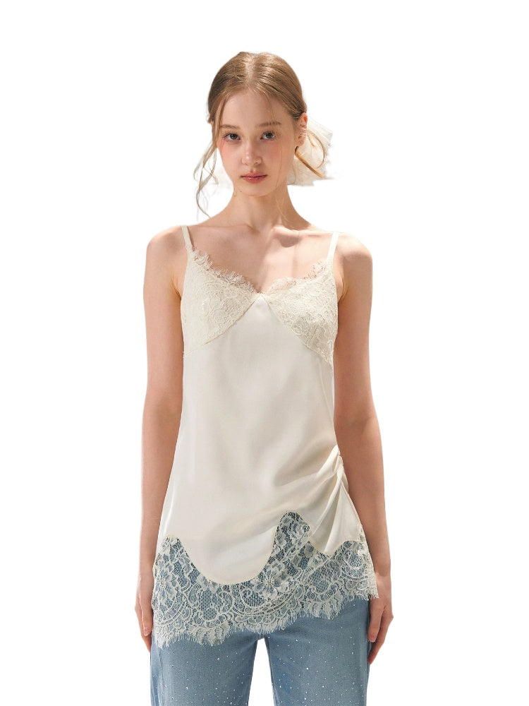 Lace Trim Silk Camisole
