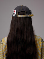 Plaid-Panel Badge Baseball Cap