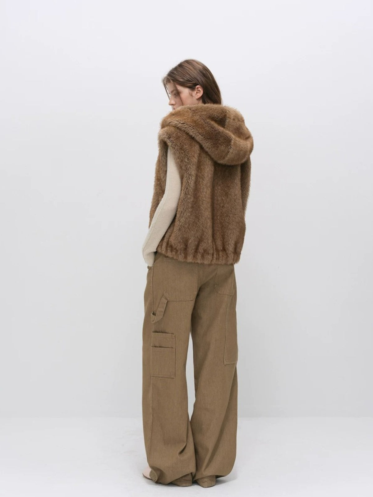 Vintage Hooded Faux Fur Vest