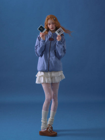 Plaid Contrast Windbreaker Jacket