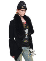 Suede Detachable Fur Collar Coat