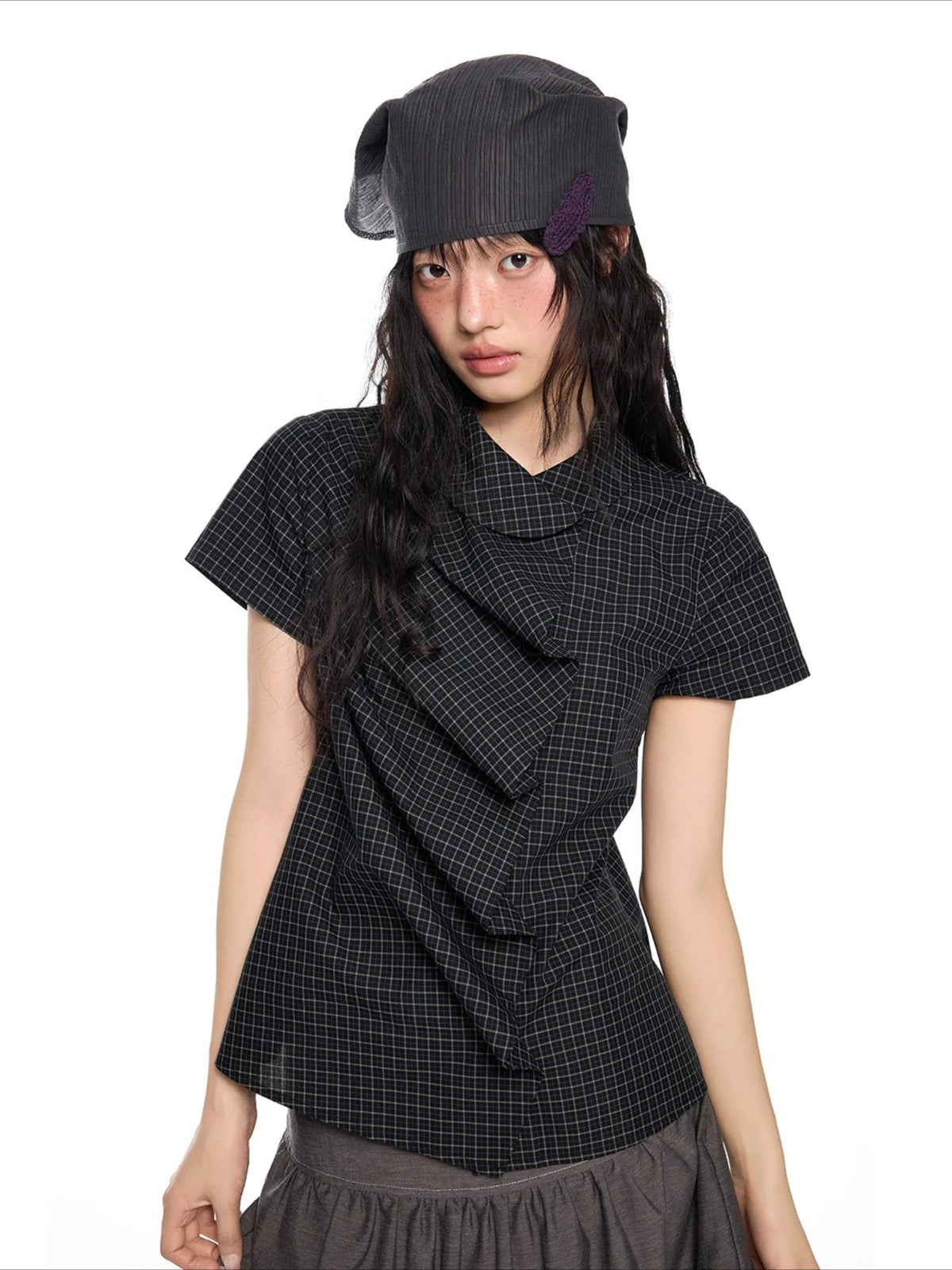 Plaid Ruffle Blouse