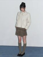 Oat Gray Corduroy Mini Skirt