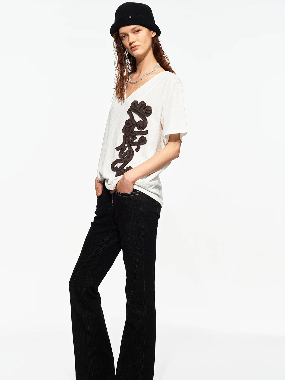 Rosette V-Neck Tee