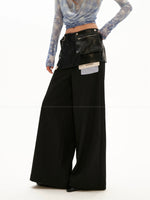 Structured Leather Waist Wide Leg Trousers