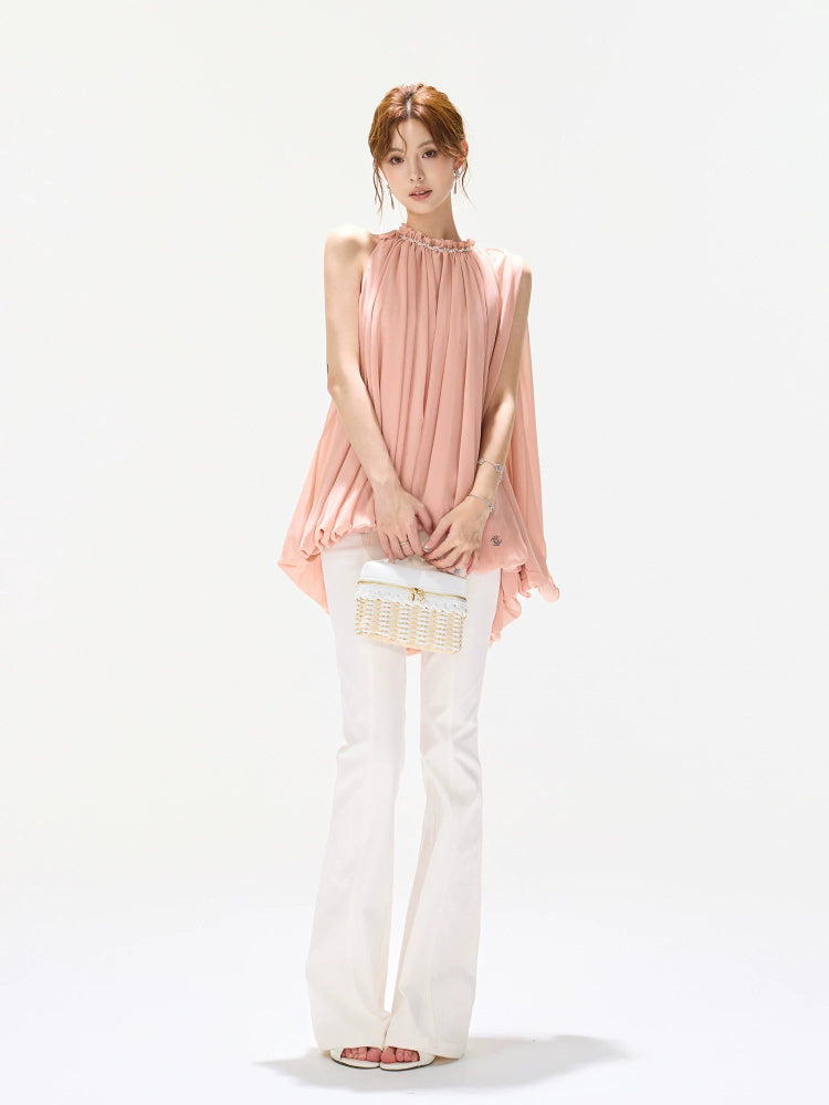 Mist Pink Beaded Halter Top