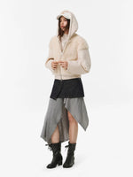 Textured Panel Hooded Wool-Blend Jacket