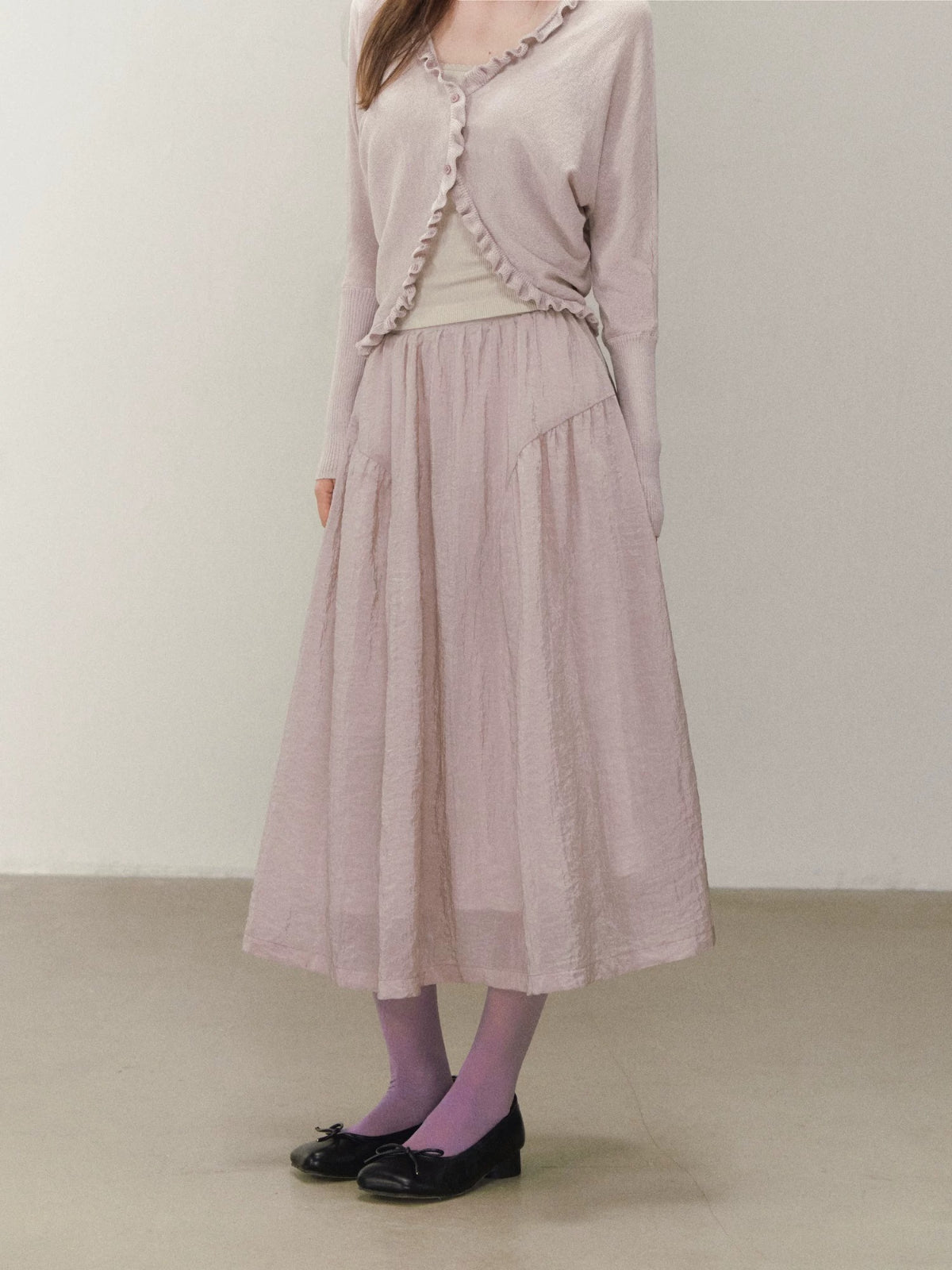 Flowing Satin Long Midi Skirt