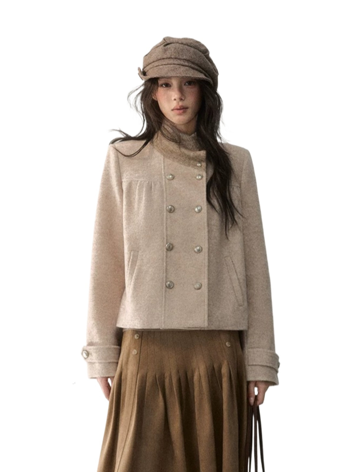 Vintage Gathered Wool Blend Jacket