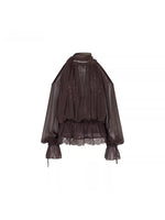 Rhinestone Sheer Chiffon Blouse
