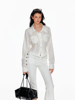 Low Waist Button Flare Pants