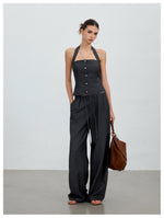 Gray Cropped Suit Set