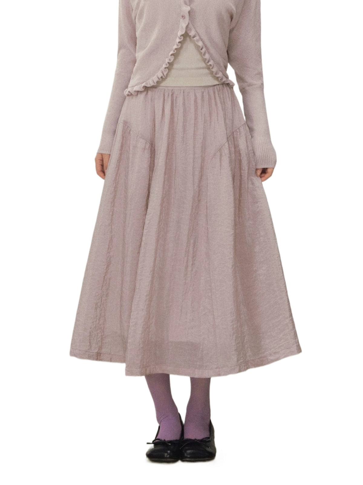 Flowing Satin Long Midi Skirt