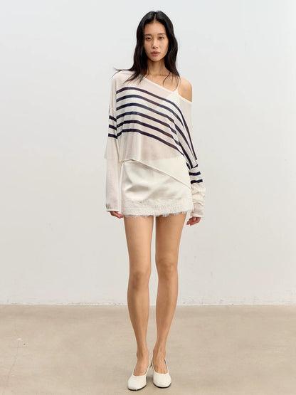 Striped Off Shoulder Knit