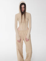 Letter Embroidery Hooded Bodysuit
