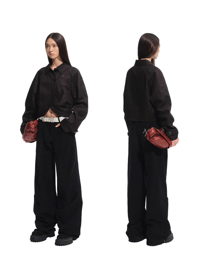 Black &amp; Brown Lyocell-Cotton Moto Jacket
