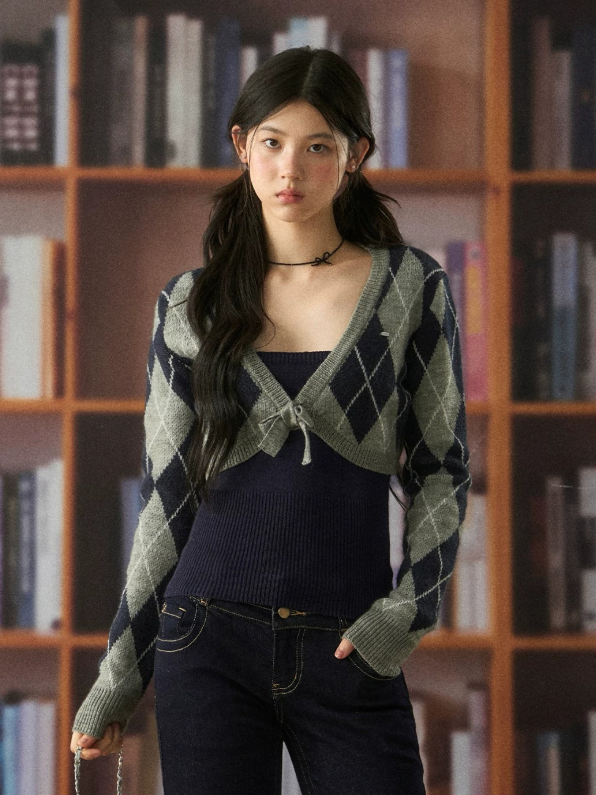 Diamond Knit Cardigan Set