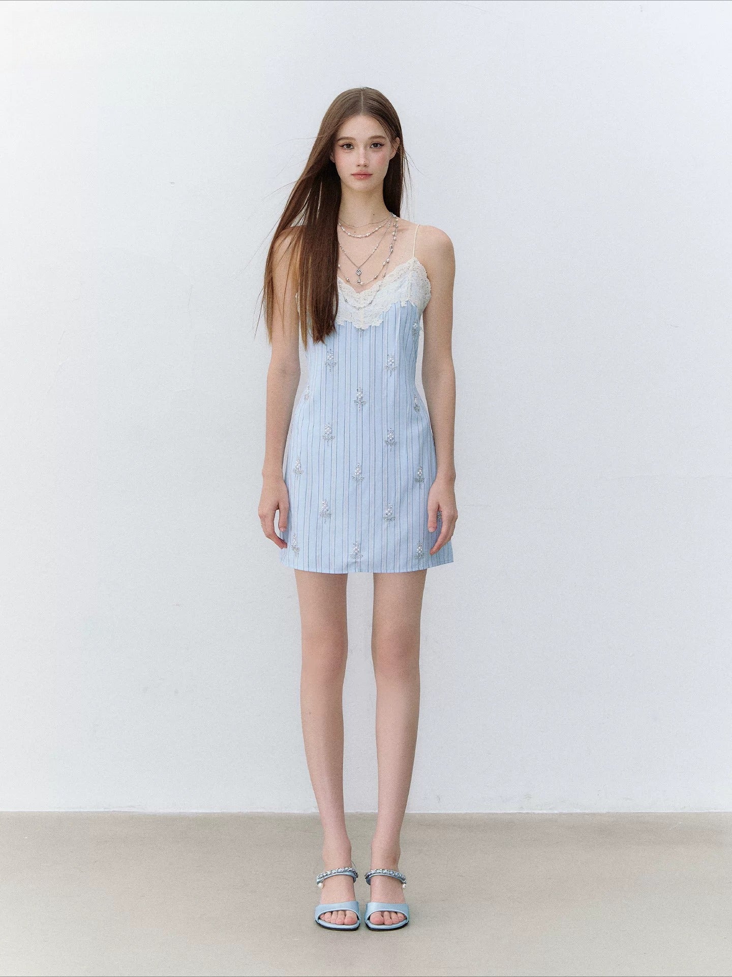 Sea Letter Lace Slip Dress