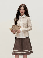 Peter Pan Collar Layered Knit Cardigan