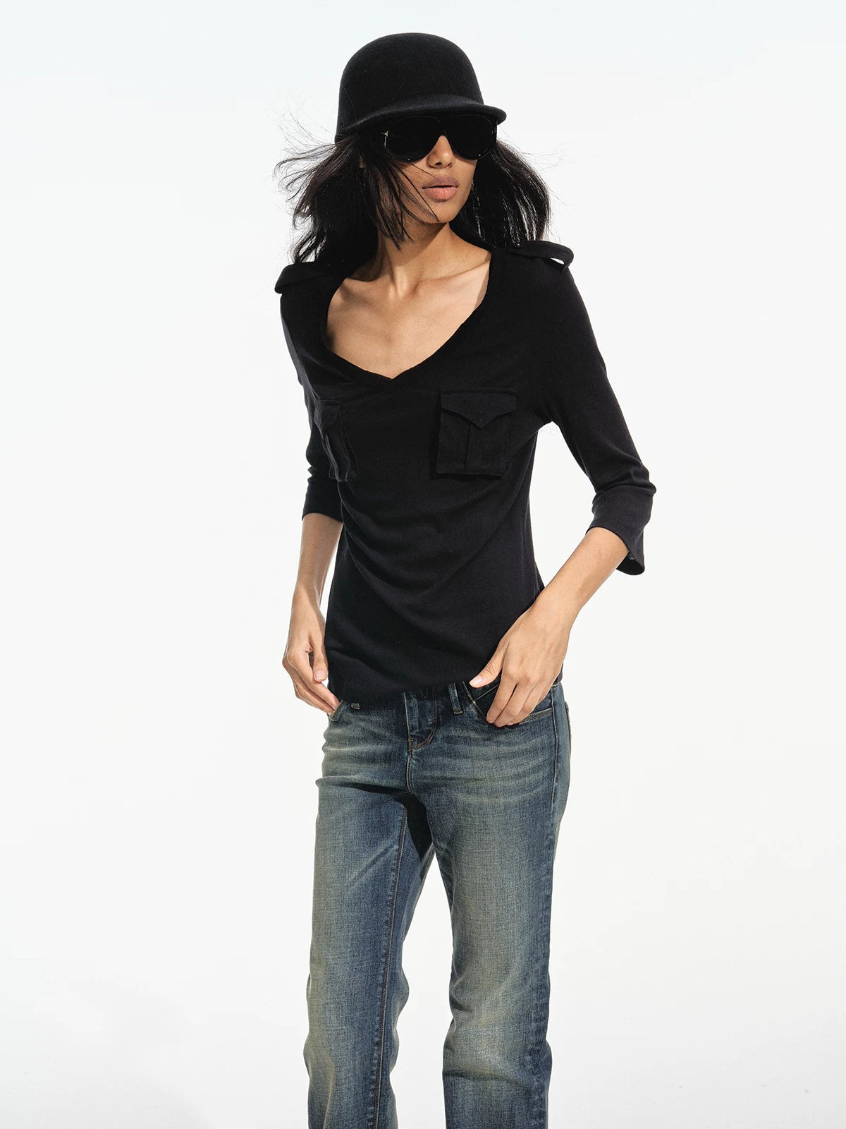 V Neck Knit Top