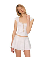 Vintage Lace Trim Blouse & Skirt Set