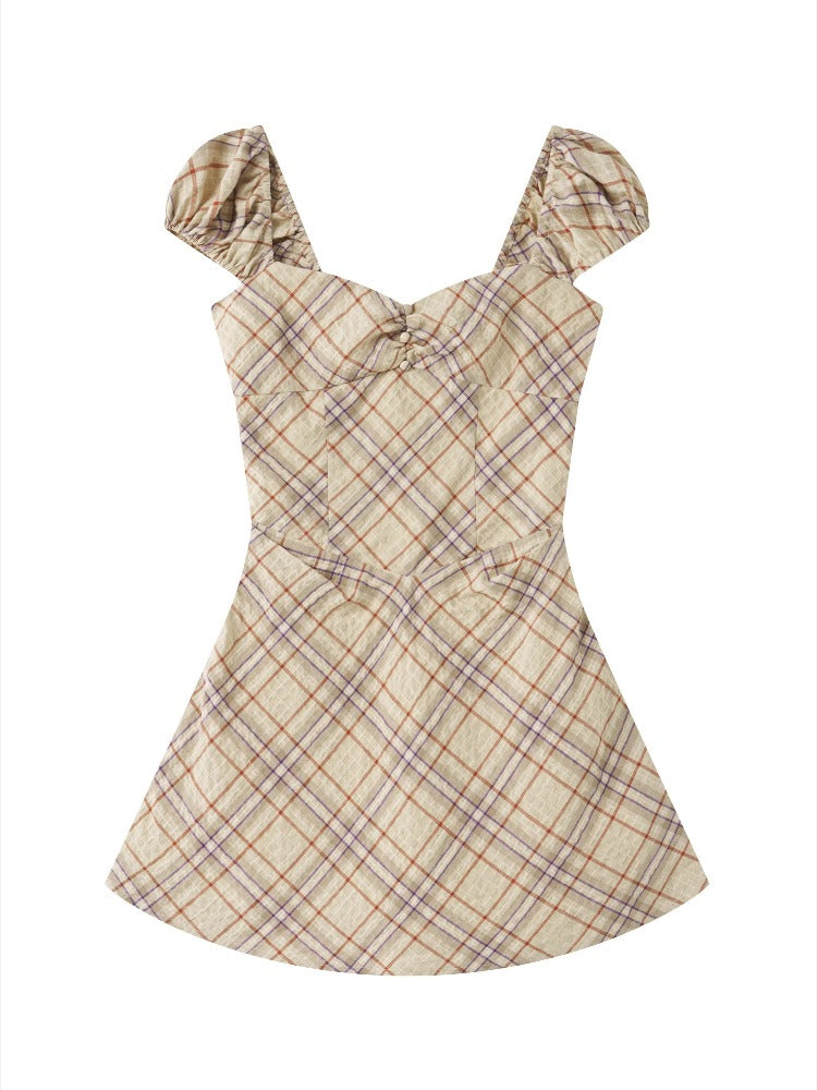 Khaki Plaid A-Line Dress