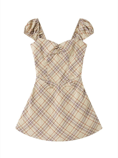 Khaki Plaid A-Line Dress
