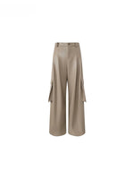 Vintage PU Cargo Wide-Leg Pants