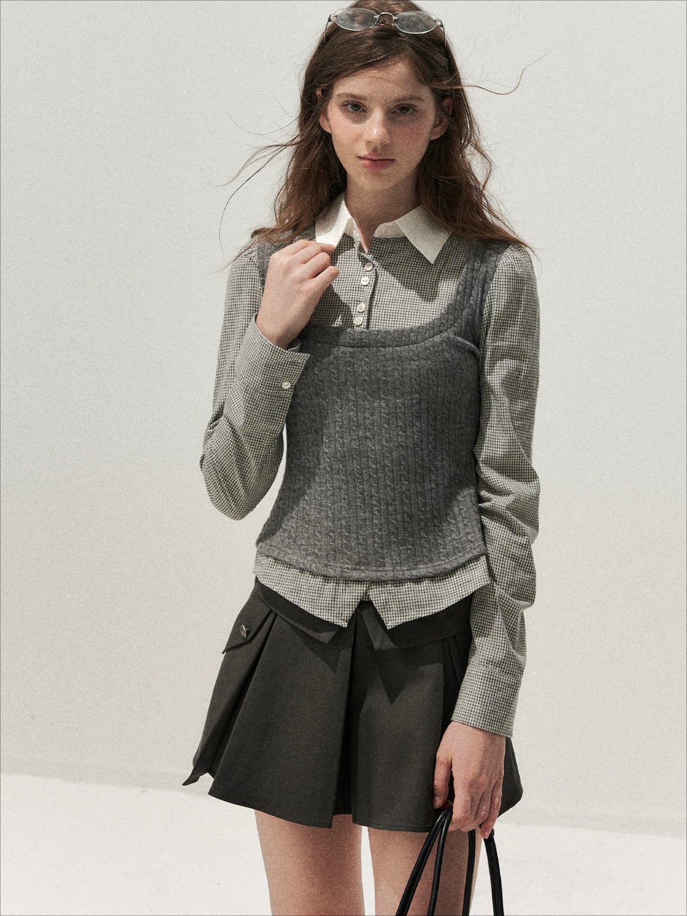 Cable Knit Vest Shirt