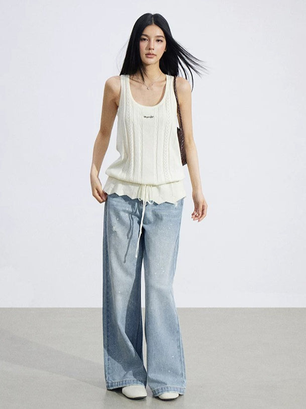 Drawstring Knit Vest