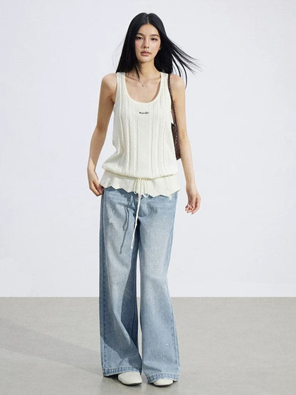 Drawstring Knit Vest