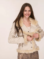 Asymmetric Fur-Trimmed Faux Leather Jacket