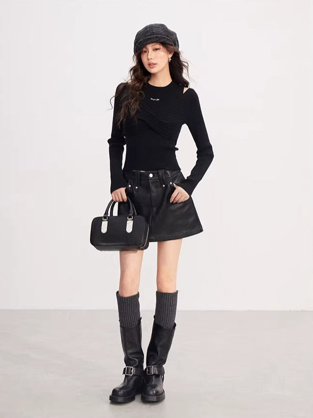 Bow Cable Knit Sweater Set