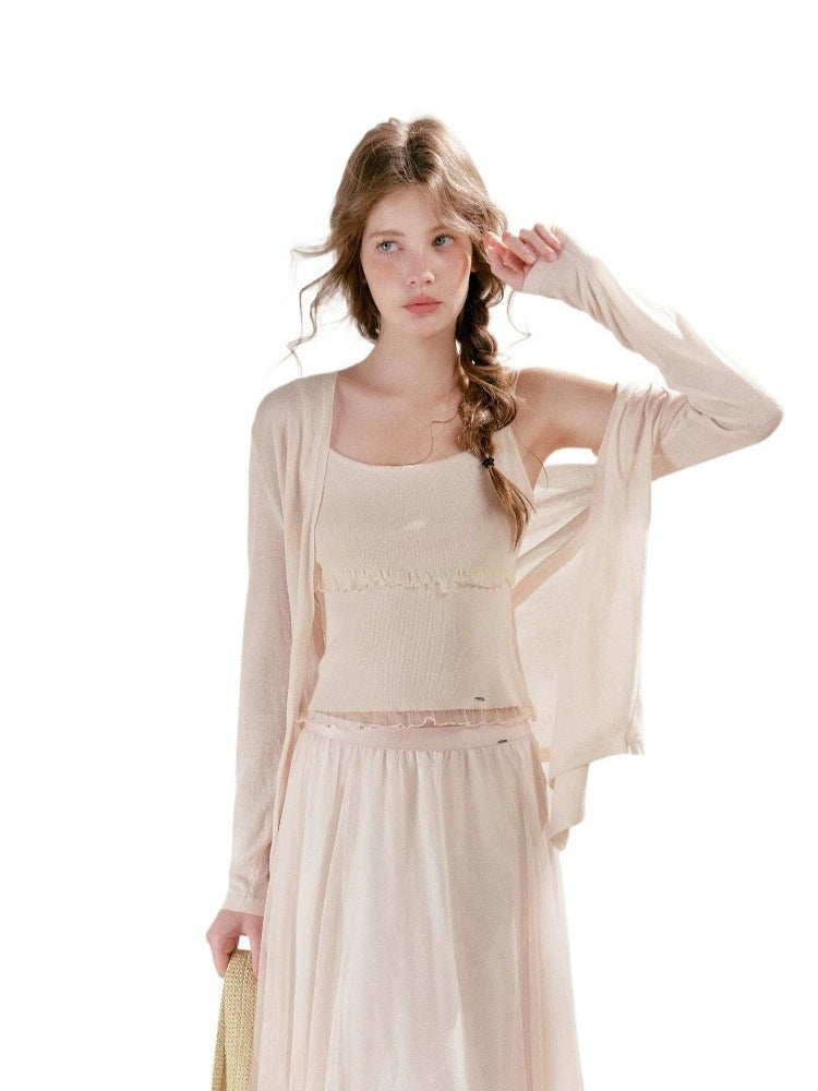 Lace Knit Cardigan Set