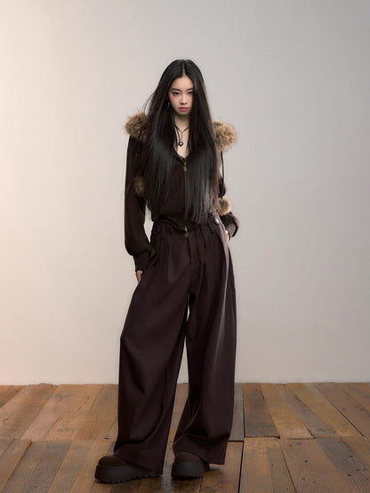 Furry Pom-Pom Hooded Sweatshirt