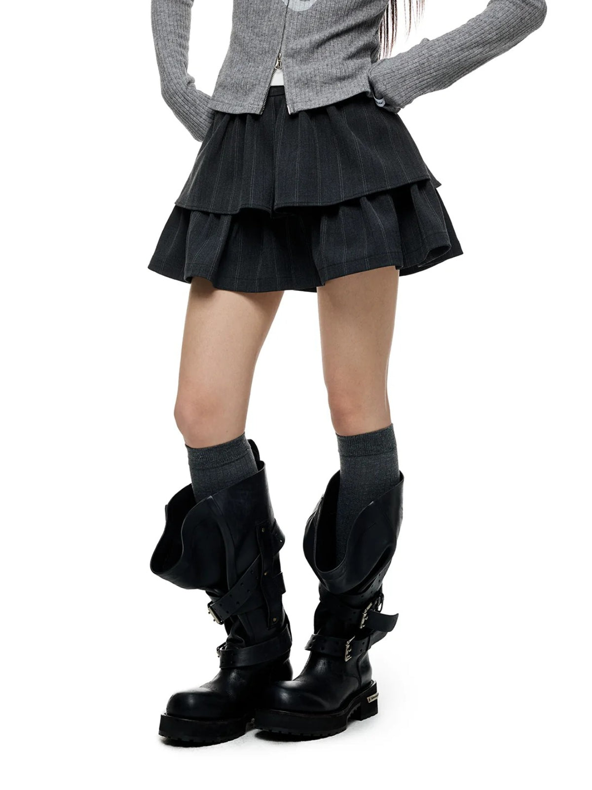 Striped Puff A-Line Mini Skirt