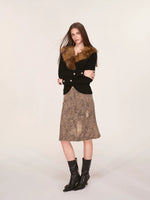 Vintage Washed Leopard Print Mermaid Skirt