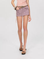 Purple Suede Cargo Skirt