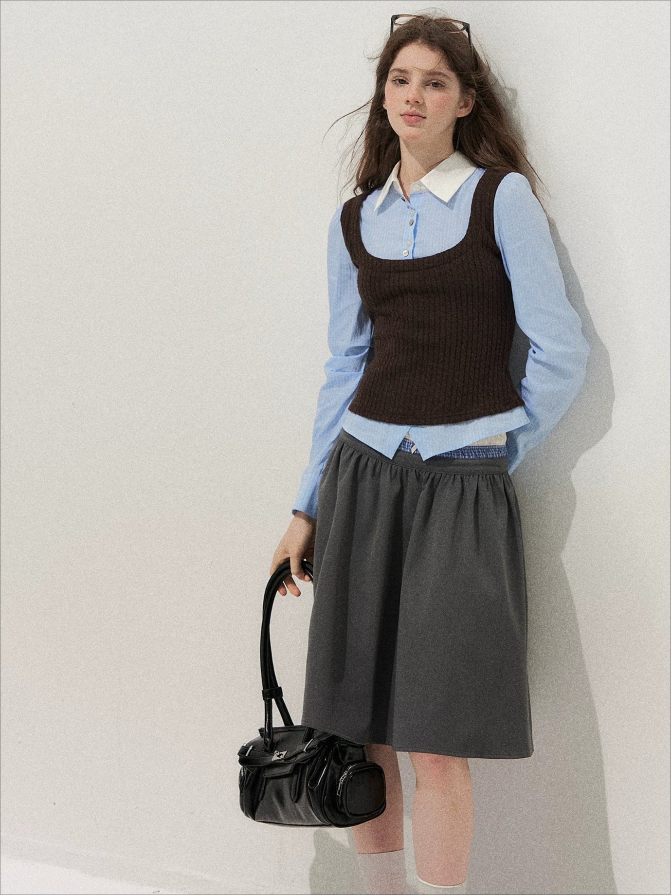 Cable Knit Vest Shirt