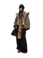 Fur Collar Hooded Wool Coat