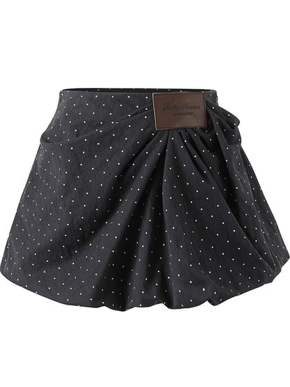 Khaki &amp; Navy Blue Pleated A-Line Skirt