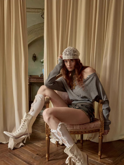 Acetate Cashmere Layered Cardigan