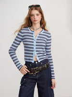 Contrast Stripe Knit Cardigan